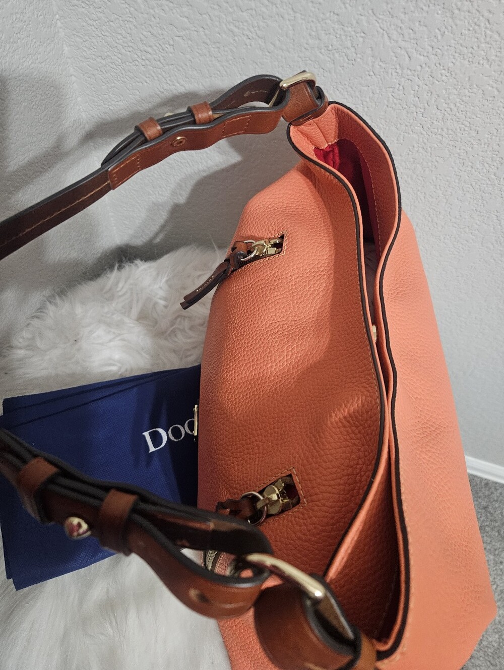 Dooney & Bourke Coral Pebbled Leather Cooper Hobo Shoulder Bag - Picture 13 of 14